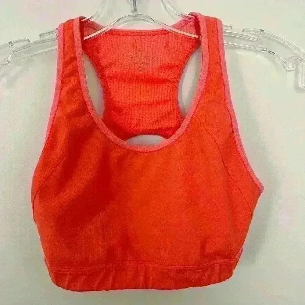 Athleta Triple Dare Racerback Sports Bra Size XS Extra Small Orange
